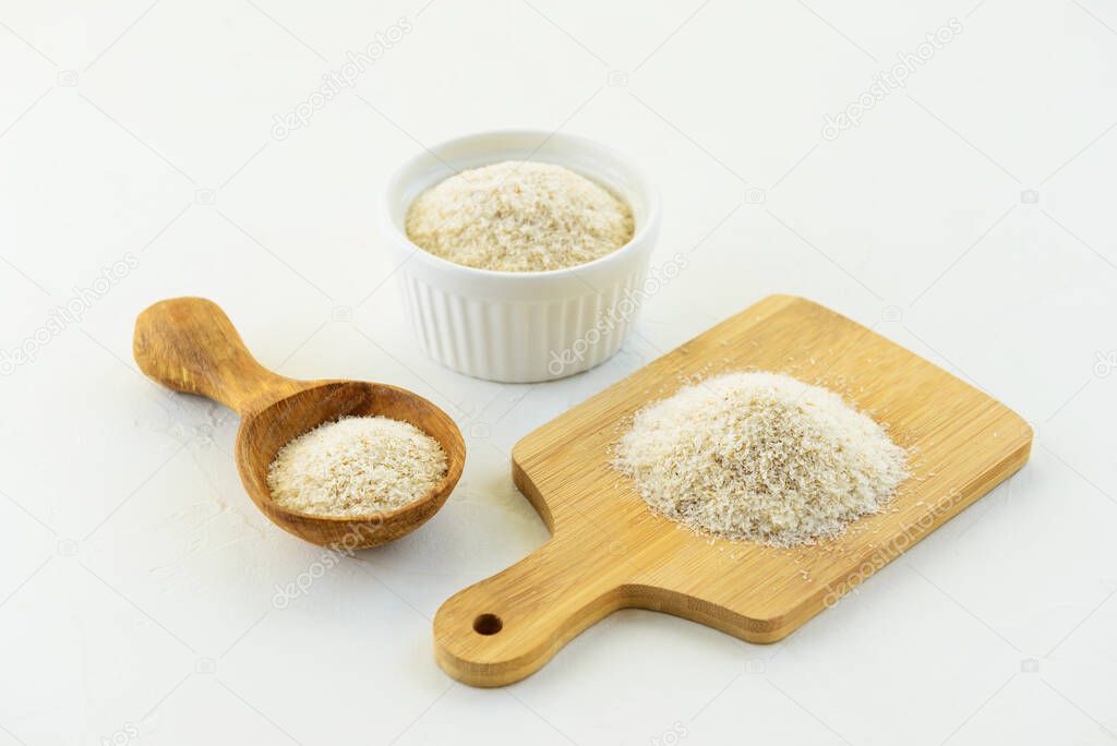 Psyllium husk on a light background.