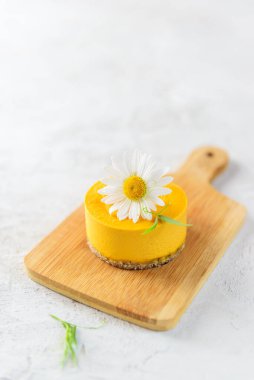 Tahtada deniz dikenli ev yapımı çiğ kaju keki. Şeker, glüten, laktoz yok..