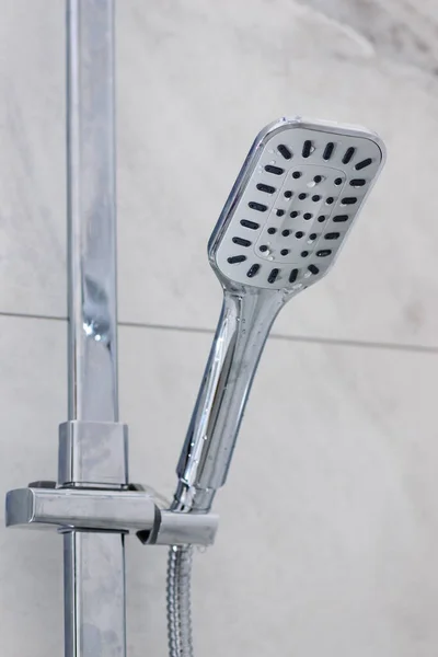 Shower Head Background Gray Tiles — Stock Photo, Image