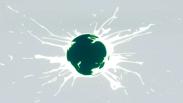 Glühende Stick Flüssigkeit Explodiert Eine Kugel Logo Hintergrund — Stockfoto