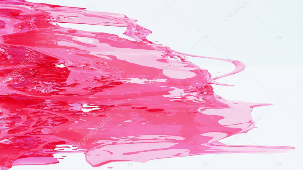 Pink viscous liquid splash. 