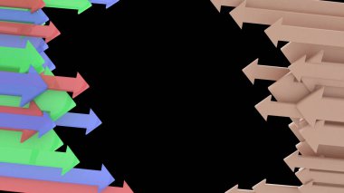 3D oklar gösteriliyor. İki örnek, bölünebilir..