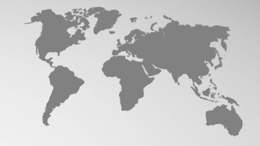 Dünya haritasının beyaza gri renkle çizimi.
