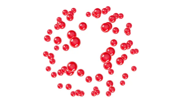 Flera Röda Glansiga Pärlor — Stockfoto