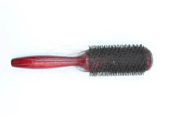 Dirty comb with hairs isolated on white background. — Stock Photo, Image