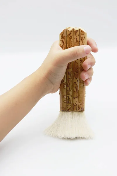 Chinese schilderij bamboe gezamenlijke borstel wol haren borstel schilderij in — Stockfoto