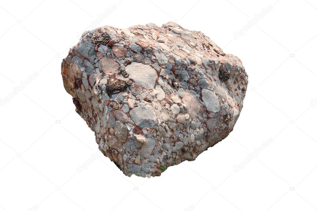 Natural specimen of conglomerate - sedimentary rock composed of 