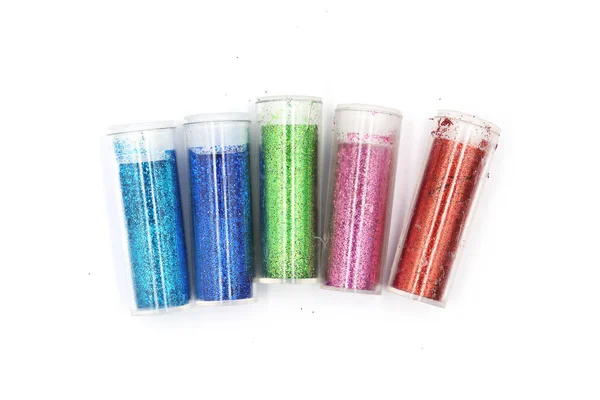 Kleur glitter fles, magisch, hemelse glitter jar geïsoleerd o — Stockfoto