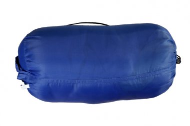 uyku tulumu, Haddelenmiş mavi şişme kamp yatağı whi izole