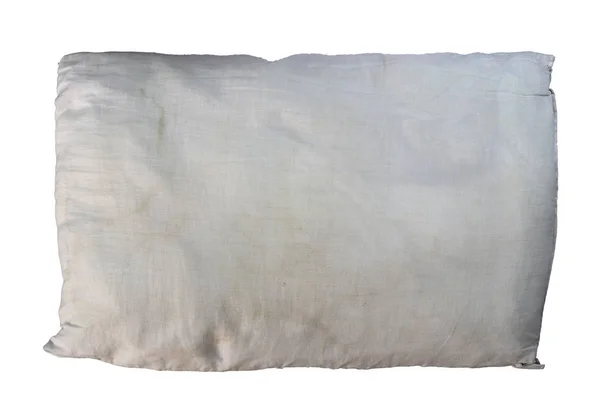 오래된 베개, 흰색 배경에 고립 된 더러운 베개 — 스톡 사진