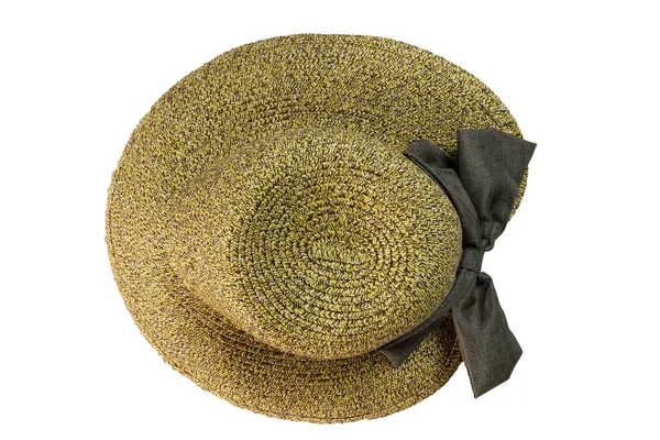 Vintage fasion sombrero de paja para mujer aislado sobre fondo blanco —  Fotos de Stock