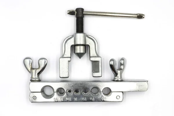 공기 설치를 위해 구리 파이프 플레어에 사용되는 공구 상자 — 스톡 사진