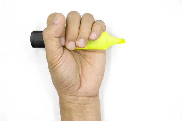 A male hand holding markers pen, Highlighter, man hand  isolated — Stock Photo, Image