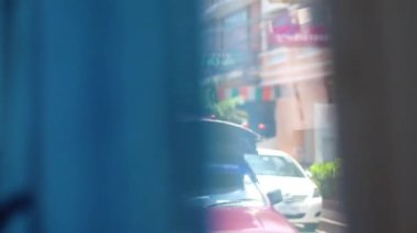 Chingmai şehrindeki otobüs pencerelerinden bakma nın görünümü