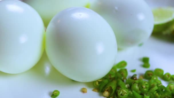 Uovo sodo preparare per la cottura igname cibo tailandese — Video Stock