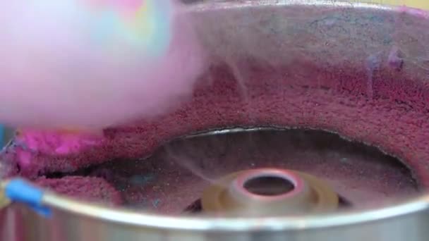 Cotton Candy Being Made Out Pink Dyed Sugar Joyful Children — Stock Video
