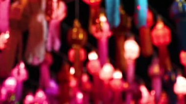 Lamphun Tayland 'da Fener Festivali veya Yee Peng Festivali veya Çin Yeni Yılı.