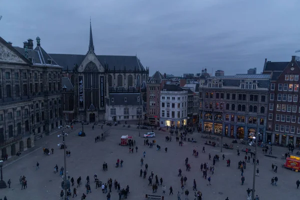 Bovenaanzicht Het Plein Bij Het Koninklijk Paleis Amsterdam — Stockfoto