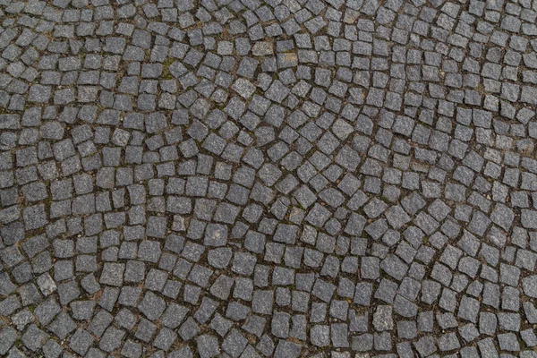 Gamla Kullerstenar Granit Tätt Fodrad Med Båge — Stockfoto