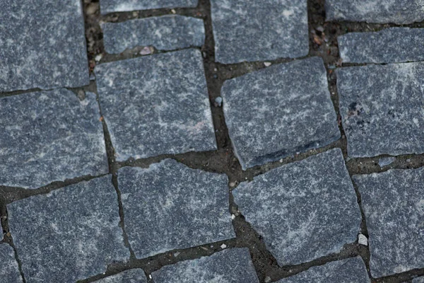 Blick Von Oben Auf Alte Granitpflastersteine Aus Nächster Nähe — Stockfoto