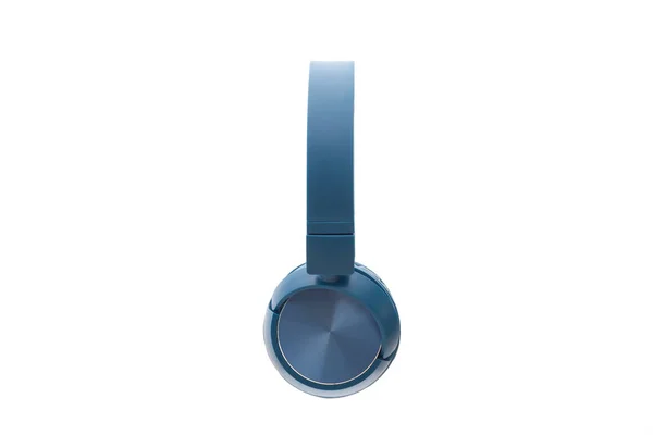 Blauwe Bluetooth Hoofdtelefoon Witte Achtergrond Geïsoleerd Studio Pack Schot Van — Stockfoto