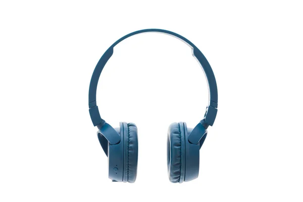 Blauwe Bluetooth Hoofdtelefoon Witte Achtergrond Geïsoleerd Studio Pack Schot Van Rechtenvrije Stockfoto's