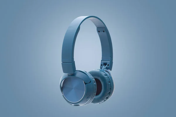 Bluetooth Blue Headphone Blue Background Studio Pack Shot Equipment Stock Image