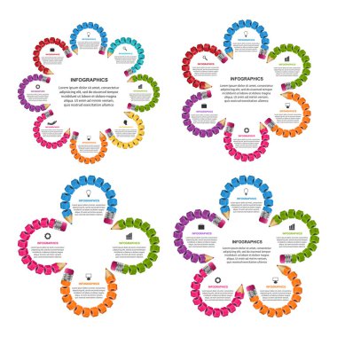 Koleksiyon eğitim Infographics şablonu. İş sunumları veya bilgi başlığı için Infographics.