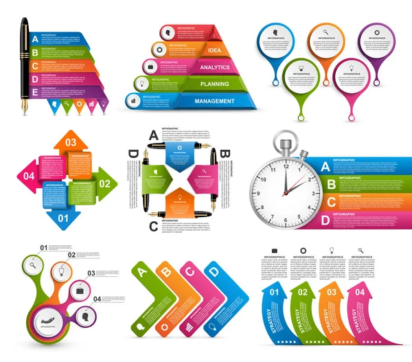 Sammlung Infografiken Designelemente Infografiken Für Unternehmenspräsentationen Oder Informationsbanner — Stockvektor