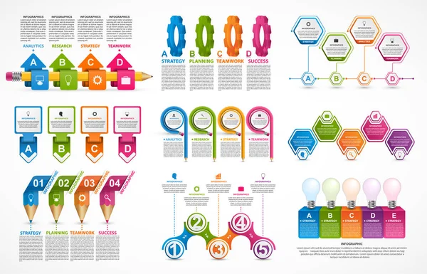 Coleção Infográficos Elementos Design Infográficos Para Apresentações Negócios Banner Informações —  Vetores de Stock