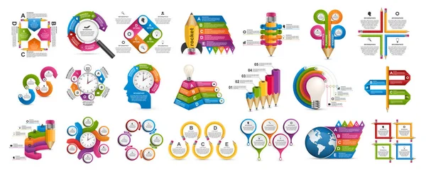Koleksiyon Bilgi Grafikleri Tasarım Elemanları Sunumları Veya Bilgi Afişi Için — Stok Vektör