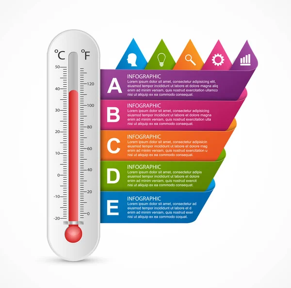 Πρότυπο Σχεδιασμού Θερμόμετρου Infographics Εικονογράφηση Διανύσματος — Διανυσματικό Αρχείο
