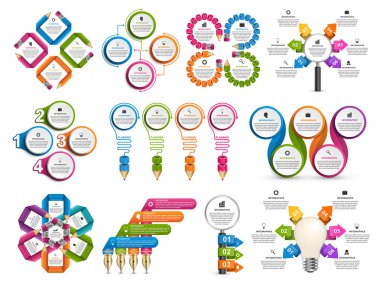 Koleksiyon bilgi grafikleri. Tasarım elemanları. İş sunumları veya bilgi afişi için bilgi grafikleri.