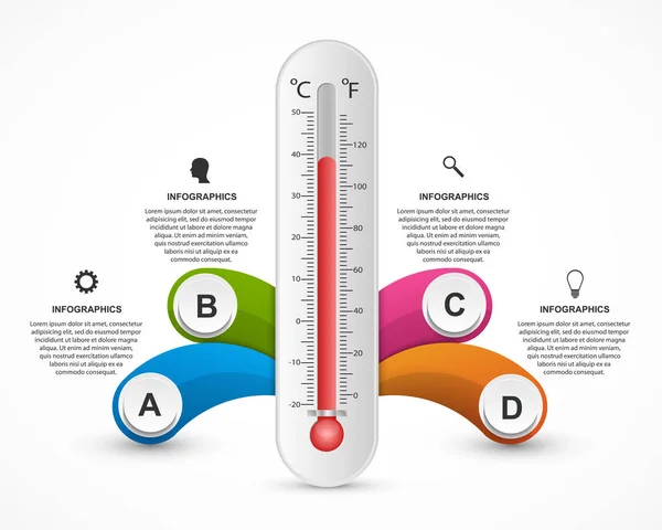 Infografik Thermometer Design Vorlage Vektorillustration — Stockvektor