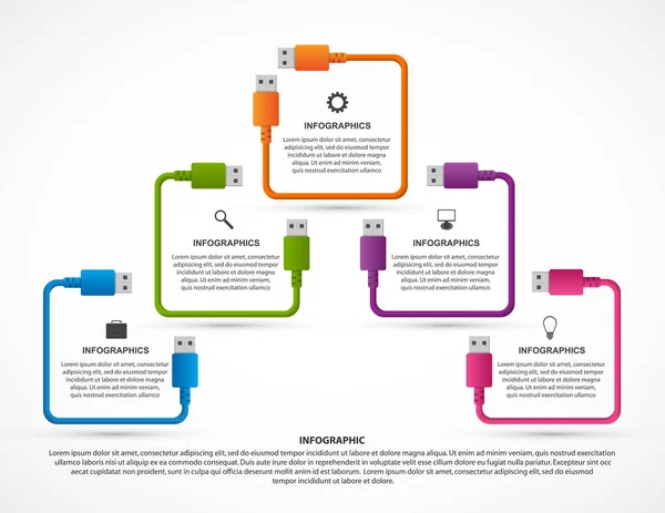 Plantilla Infografía Cable Usb Infografías Para Presentaciones Negocios Banner Informativo — Archivo Imágenes Vectoriales