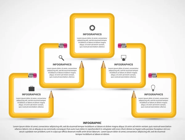 Šablona Aplikace Infographics Tužkou Lze Použít Pro Vzdělávání Nebo Obchodní — Stockový vektor