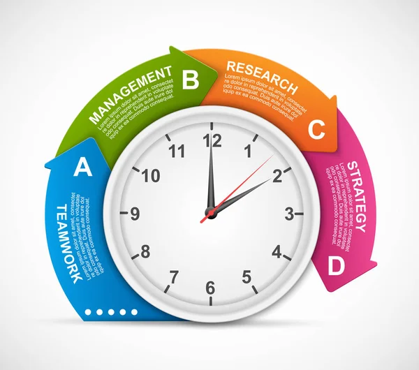 Modèle Infographie Flèches Autour Horloge — Image vectorielle