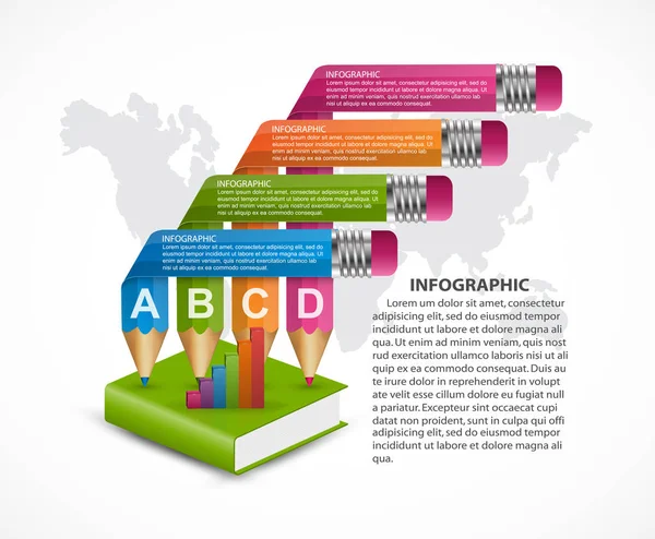 Infografik Vorlage Mit Bleistift Kann Für Schulungen Oder Geschäftliche Präsentationen — Stockvektor