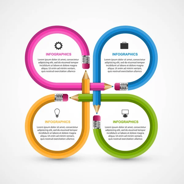 Onderwijs Infographics Sjabloon Met Potlood Kan Worden Gebruikt Voor Onderwijs — Stockvector