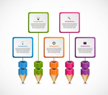 Kalem ile eğitim Infographics şablonu. Eğitim veya iş sunumları, bilgi başlığı için kullanılabilir.