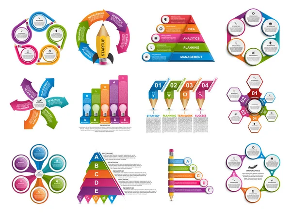 Koleksiyon Bilgi Grafikleri Tasarım Elemanları Sunumları Veya Bilgi Afişi Için — Stok Vektör