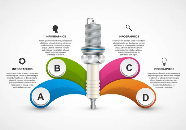 Infographies Avec Bougies Allumage Pour Présentations Brochures Illustration Vectorielle — Image vectorielle