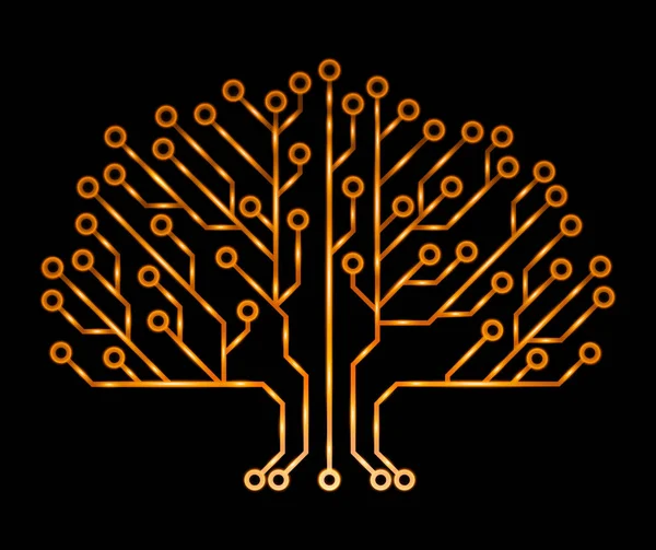 Machine Learning Icon Artificial Intelligence Technological Background Printed Circuit Board — Stock Vector