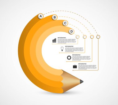 Kalemle bilgi grafikleri şablonu. Eğitim veya iş sunumları, bilgi pankartı için kullanılabilir.