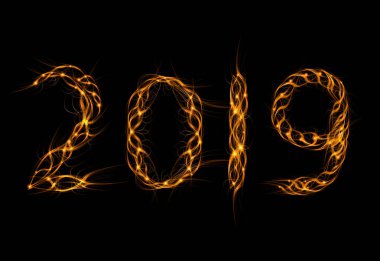 Yeni yıl 2019 fütüristik arka plan.