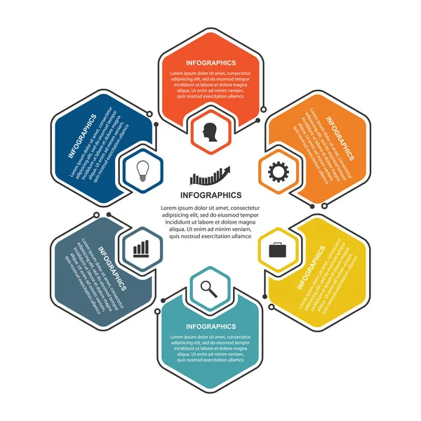 Hexagon Optionen Infografik Vorlage Infografiken Für Unternehmenspräsentationen Oder Informationsbanner — Stockvektor