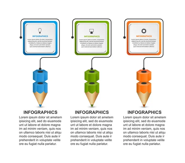 Infographics Template Pencil Can Used Education Business Presentations Information Banner — Stock Vector