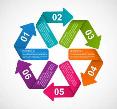 Oklarla Infographics şablonu. İş sunumları veya bilgi başlığı için Infographics.