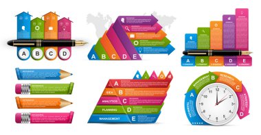 Koleksiyon bilgi grafikleri. Tasarım elemanları. İş sunumları veya bilgi afişi için bilgi grafikleri.