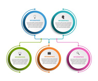 İş sunumları, bilgi afişi, zaman çizelgesi veya web tasarımı için bilgi tasarım şeması şablonu.